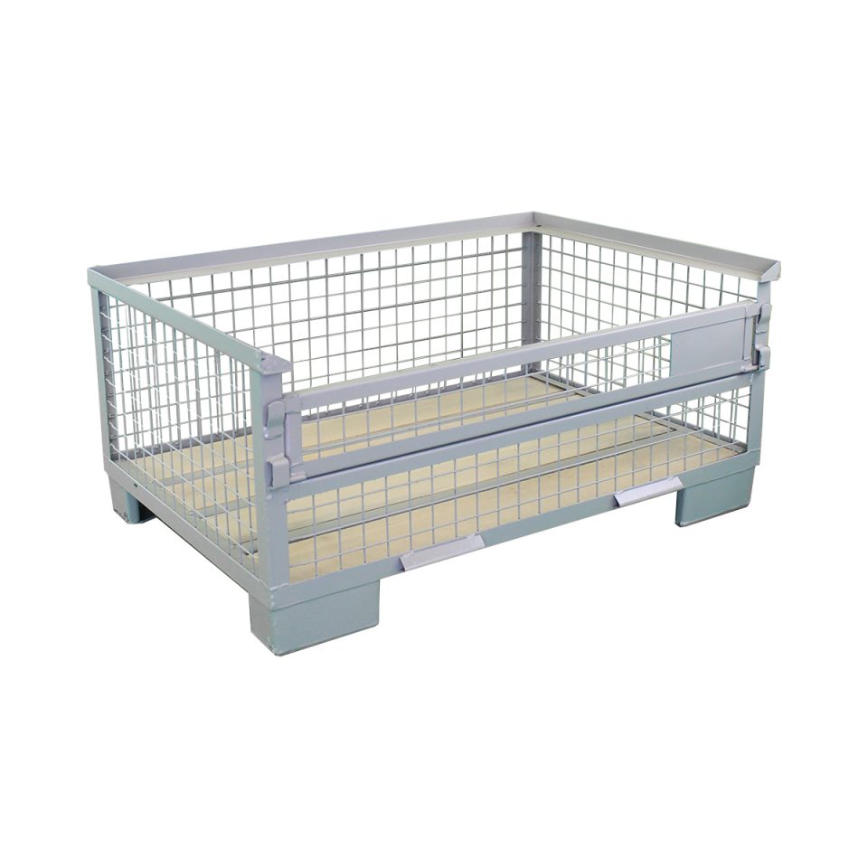 Industrial mesh box pallet, <br>H570mm with half-length flap